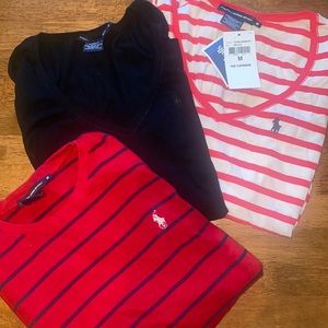 3 size medium Ralph Lauren polo shirts vneck